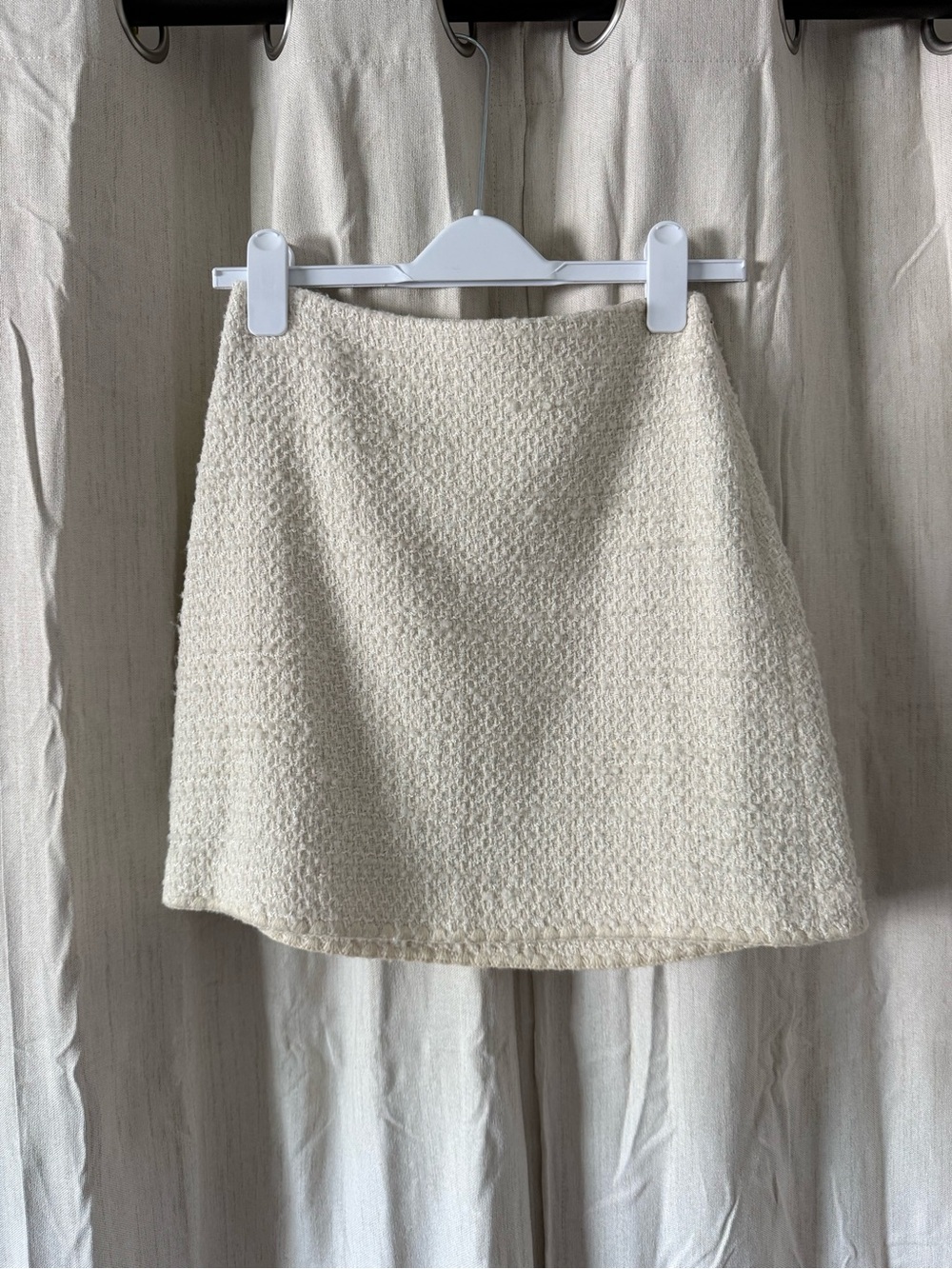 Rebecca Taylor Cream Textured A-Line Mini Skirt